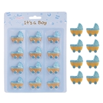 Mega Crafts - 12 pcs Baby Carriage Poly Resin Embellishments - Blue