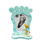 Mega Favors - 1.5" x 2.5" Baby Footprint Poly Resin Picture Frame - Blue