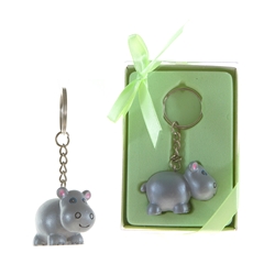 Mega Favors - Baby Hippo Poly Resin Key Chain in Gift Box
