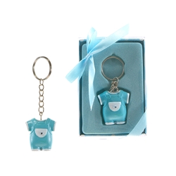 Mega Favors - Baby Clothes Poly Resin Key Chain in Gift Box - Blue