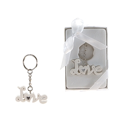 Mega Favors - Love Poly Resin Key Chain in Gift Box - White
