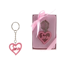 Mega Favors - Heart Poly Resin Key Chain in Gift Box - Pink