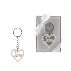 Mega Favors - Heart Poly Resin Key Chain in Gift Box - White