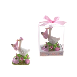 Mega Favors - Stork Carrying Newborn Baby in Gift Box - Pink