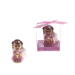 Mega Favors - Baby Toddler Praying With Wings Poly Resin in Gift Box - Pink