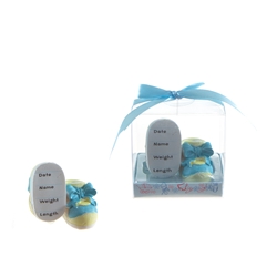 Mega Favors - Pair of Baby Shoe Poly Resin in Gift Box - Blue