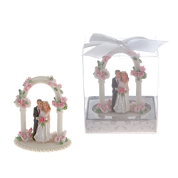 Mega Favors - Wedding Couple Standing Under Arch Poly Resin in Gift Box