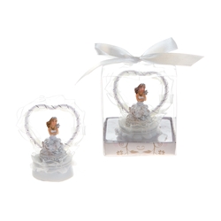 Mega Favors - Lady in Front of Heart Poly Resin in Gift Box - White