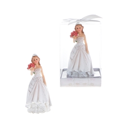 Mega Favors - Lady Holding Bouquet Poly Resin in Gift Box - White