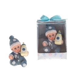 Mega Favors - Baby Wearing Winter Clothes Poly Resin in Designer Box - Blue