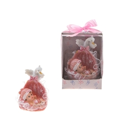 Mega Favors - Baby in a Basket with Swan Poly Resin in Designer Box - Pink