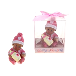 Mega Favors - Ethnic Baby Wearing Winter Clothes Poly Resin in Gift Box - Pink