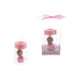 Mega Favors - Baby inside Baby Bottle Poly Resin in Gift Box - Pink