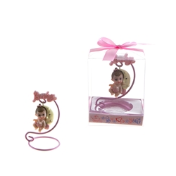 Mega Favors - Baby Sitting on Moon Poly Resin in Gift Box - Pink