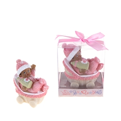 Mega Favors - Ethnic Baby Wearing Winter Clothes in Carriage Poly Resin in Gift Box - Pink