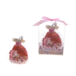 Mega Favors - Baby in a Basket with Swan Poly Resin in Gift Box - Pink