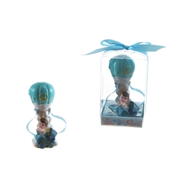 Mega Favors - Baby in Hot Air Balloon Poly Resin in Gift Box - Blue