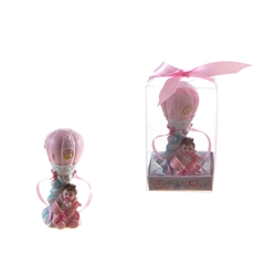 Mega Favors - Baby in Hot Air Balloon Poly Resin in Gift Box - Pink