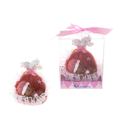 Mega Favors - Ethnic Baby in a Basket with Swan Poly Resin in Gift Box - Pink