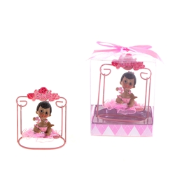 Mega Favors - Ethnic Baby Sitting on Swing Poly Resin in Gift Box - Pink