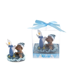 Mega Favors - Ethnic Baby Playing with Stork Poly Resin in Gift Box - Blue