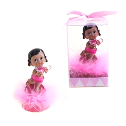 Mega Favors - Ethnic Baby Holding Pacifier Poly Resin in Gift Box - Pink