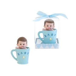 Mega Favors - Baby inside a Cup with Pacifier Poly Resin in Gift Box - Blue