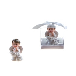 Mega Favors - Baby Angel Praying in White Next to Infant Poly Resin in Gift Box - Pink