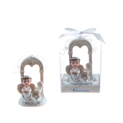 Mega Favors - Baby Angel Praying in White Under Arch in Gift Box - Blue