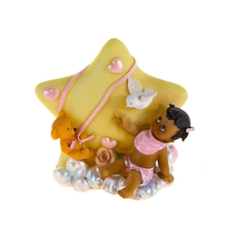 Mega Favors - Ethnic Baby Sitting on Clouds Poly Resin - Pink
