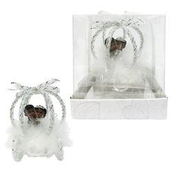 Mega Favors - Ethnic Baby Wedding Couple in Carriage Poly Resin in Gift Box - White