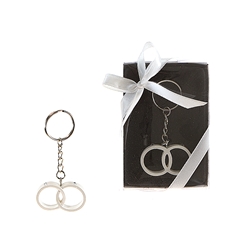 Mega Favors - Double Wedding Rings Poly Resin Key Chain in Gift Box - White