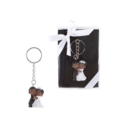 Mega Favors - Ethnic Baby Wedding Couple Poly Resin Key Chain in Gift Box - White