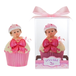 Mega Favors - Baby inside Cupcake with Pacifier Poly Resin in Gift Box - Pink