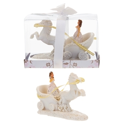 Mega Favors - Lady on Horse Carriage Poly Resin in Gift Box - White