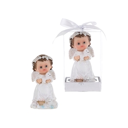 Mega Favors - Baby Angel Holding in White a Baby Lamb in Gift Box - Pink