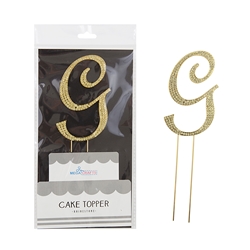 Mega Crafts - Sparkling Rhinestone Letter Cake Topper - G Gold
