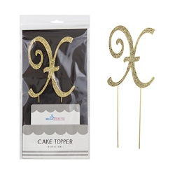Mega Crafts - Sparkling Rhinestone Letter Cake Topper - X Gold
