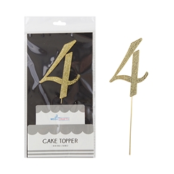 Mega Crafts - Sparkling Rhinestone Number Cake Topper - 4 Gold