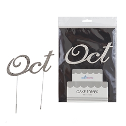 Mega Crafts - Sparkling Rhinestone Months Cake Topper - Oct Silver