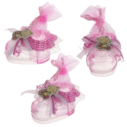 Mega Favors - Acrylic Baby Bootie Holder - Pink