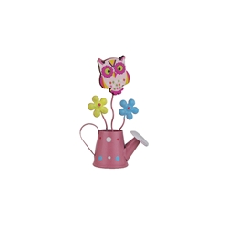 Mega Favors - Baby Owl in Watering Can Photo Holder - Pink