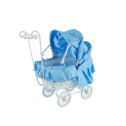 Mega Favors - 8" Baby Wicker Carriage - Blue