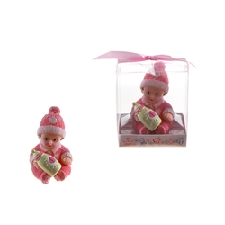 Mega Favors - Baby Wearing Winter Clothes Poly Resin in Gift Box - Pink