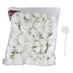 Mega Crafts - 3" EVA Rose Flower with Stem - White