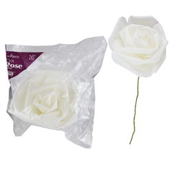 Mega Crafts - 16" EVA Rose Flower with Stem - White