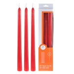 3 pcs 10" Unscented Taper Candle - Red