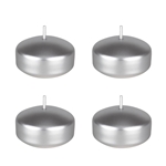 4 pcs 2" Unscented Floating Disc Candle - Silver