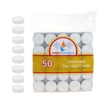 Mega Candles - 50 pcs Unscented Tea Light Candle in Bag - White