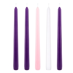 Mega Candles - 5 pcs 10" Unscented Advent Taper Candle - Asst
